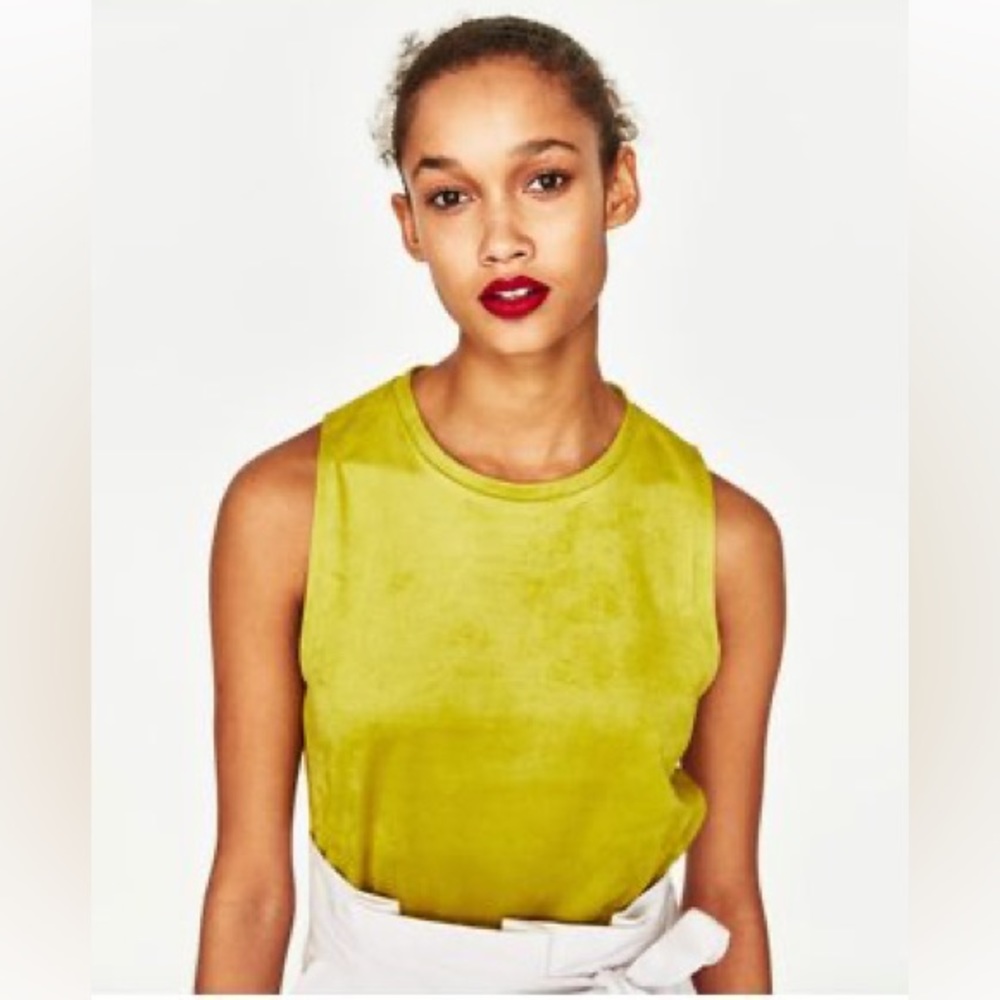 Zara Trafaluc | Sleeveless Velour Cropped Zip Up Back